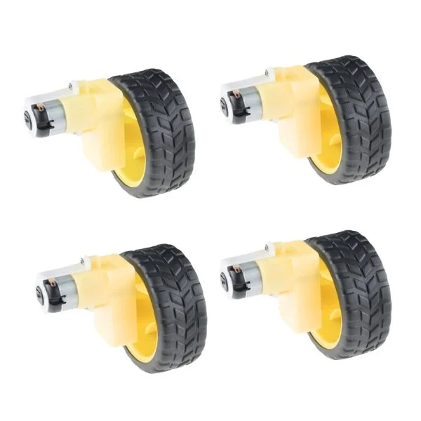 L Shaped DC BO Motor with 65mm Yellow Wheels 